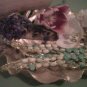 Dramatic Vintage Turquoise Blue Yellow Stone Glass Bead Multi-Strand Necklace 22"