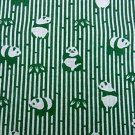 Japanese Kimono Nihon Tenugui Towel PANDA BAMBOO GREEN