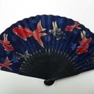 Japanes Kimono sense Fan Wind Folding #122 GOLDFISH BLUE