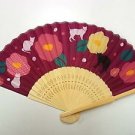 Japanes Kimono sense Fan Wind Folding #113 CAT FLOWER KAWAII