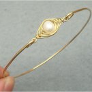 Pearl Bean Brass Bangle Bracelet