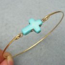 Classic Turquoise Cross Brass Bangle Bracelet