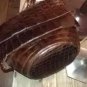 Vintage 1940s Holzer Alligator Handbag-Oval Bottom, Zipper Closure, Suede Lined, Made in Argentina