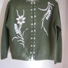Lovely Vintage 1950s Beaded Front and Back Sweater Small