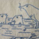 Pair Vintage German Bluework Overtowels Angels Birds