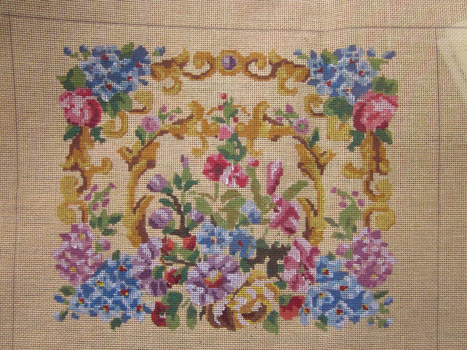 Vintage French Needlepoint Canvas for Purse, Handbag