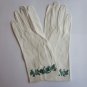 Vintage Short White Gloves with Embroidered Flowers Very Small 