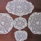 Set of 5 Guipure Lace Doilies