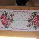 Unused Vintage Christmas Table Runner, Bells, Holly 