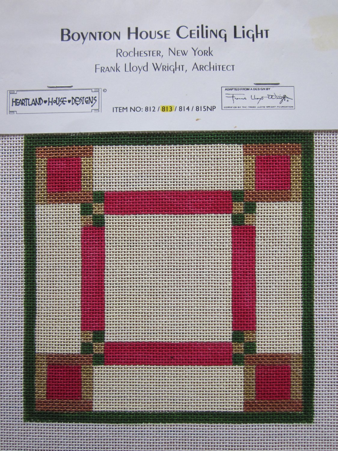 Frank Lloyd Wright Needlepoint Canvas Boynton House Light