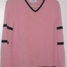 St. John Marie Gray Sport Pink v Neck Sweater Large