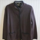St. John Sport by Marie Gray Brown Knit Top with Black Trim Size Small
