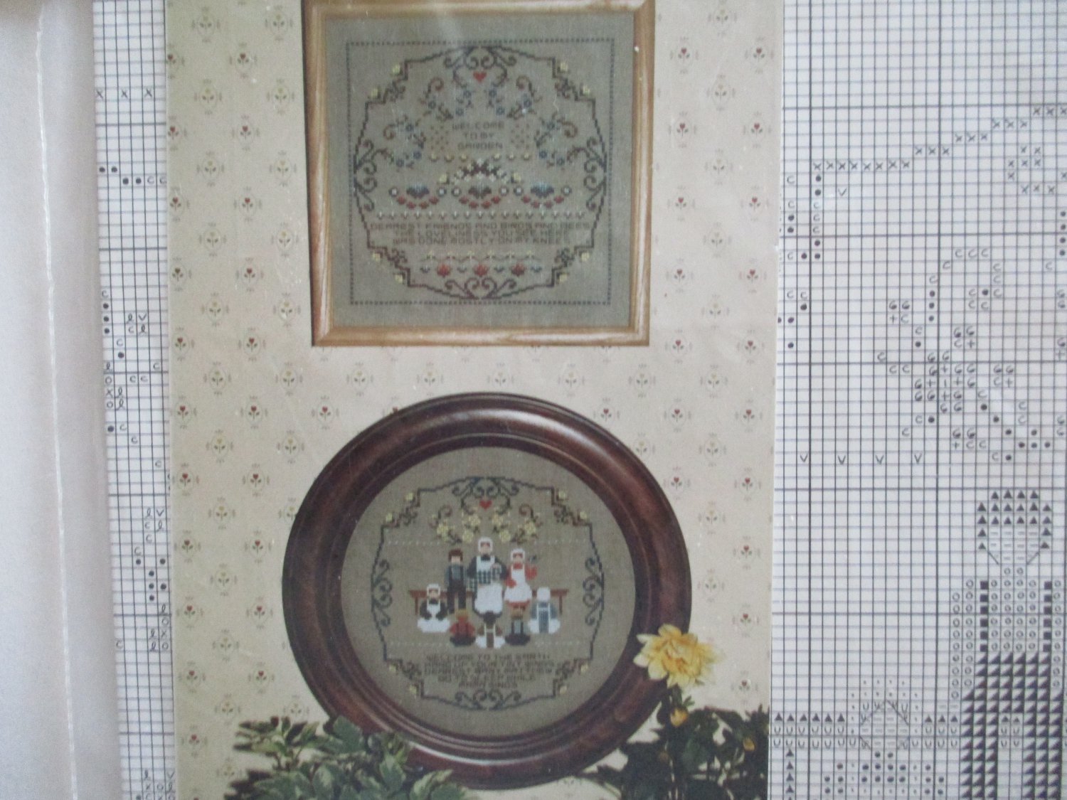3 Marilyn Leavitt Imblum Cross Stitch Charts: Sampler Baby Garden Bride