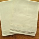 Pair Vintage Linen Show Towels Hemstitched Unused 19 x 36 in