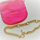 Juicy Couture Pave Rhinestone Gold Tone Chain Link Necklace Pouch