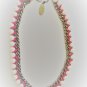 Adia Kibur Fuchsia Wrap Faux Pearl Metal Chain Necklace