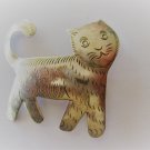 Amusing Silver Tone Cat Pin Brooch