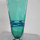 Blenko Triangle Cobweb Vase Green Cobalt Special Commission Matt Carters