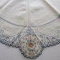 Vintage Round Linen Embroidered Centerpiece Large