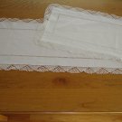 Large Vintage White Linen Table Runner