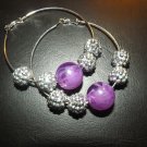 Handmade Pierced  BB Wife Inspired Acrylic Silver Hoops with Purple Accent (Item # 145)