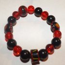 Handmade One of a Kind Red, Black, and Yellow Glass Bead Bracelet  (Item#12)