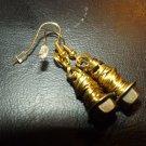 Homemade One of a Kind Vintage Industrial Bolt Earrings with Brass Finish (Item # 24)