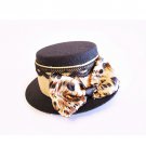13cm Classic Leopard Bow Lace Lady Black Mini Top Hat Hair Fascinator Halloween Lolita Party