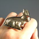 Unique Metal Red Eye Standing Rabbit Animal Ring Woman Accessory