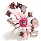 Unique Lovely Jewels Floral Enamel Pottery "Size Adjustable" Crystal Ring