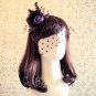 13cm Cocktail Feather Purple Stripe Rose Lady Top Hat Hair Fascinator Halloween Lolita Party