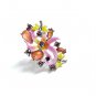 Unique Lovely Jewels Floral Enamel Pottery "Size Adjustable" Crystal Ring