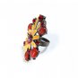 Unique Lovely Jewels Floral Enamel Pottery "Size Adjustable" Crystal Ring