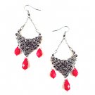 Clubbing Party Lady Sharp Red Metal Dangle Earrings