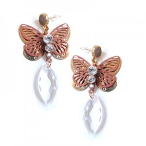 Lovely Double Layer BUTTERFLY Rhinestone Stud Earrings