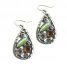Vintage Style Multi Mixed Jewels Teardrop Earrings