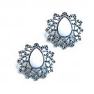 Free Shipping Elegant SNOW WHITE Tear Metal Stud Earrings