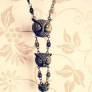 FREE SHIPPING Korean Style Triple Owls Bronze Necklace