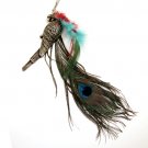 FREE SHIPPING Bronze Parrot Peacock Feather Long Necklace