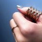RARE Design Rhinestone Golden Link Double Ring
