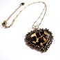 FREE SHIPPING Faceted Leopard Heart Bronze Necklace