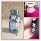 FREE SHIPPING Elegant Design White Tiny Lace Bows Silver Chain Sweet Dangle Earrings