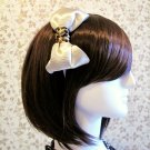 FREE SHIPPING Grand Leopard Satin Beige Fabric Bow Headband Hair Band
