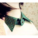 Polka Dot Pointed Peter Pan Detachable Collar Classy Vintage For Blouse Dress (Green)