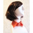 Polka Dot Pointed Peter Pan Detachable Collar Classy Vintage For Blouse Dress (Orange)
