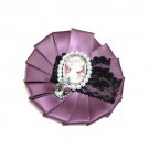 Free Shipping Victorian Lolita Purple Ribbon Clothes Bag Pin Brooch Badge