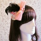 13cm Romantic Victorian Garden Pink Veil Bow Lady Mini Top Hat Hair Fascinator Lolita Party