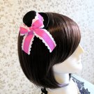 8cm Hot Pink Fuchsia Lace Trim Ribbon BOW Mini Top Hat Hair Fascinator Halloween Lolita Party