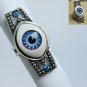 RARE Stylish Stunning Blue EYEBALL Rhinestone Size Adjustable Ring Gift