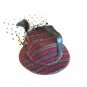 13cm Cocktail Feather Fuchsia Stripe Rose Lady Top Hat Hair Fascinator Halloween Lolita Party